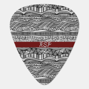 Boho Black and White Ethnic Guitar Pick