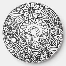 Boho Black and White Graphic Design Floral