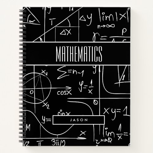 BOHO Black and White Math Symbols Subject Notebook