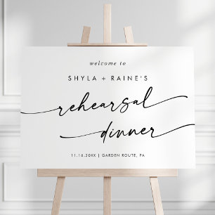Boho Black and White Rehearsal Dinner Welcome Sign