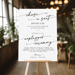 Boho Black and White Seat Unplugged Ceremony Sign