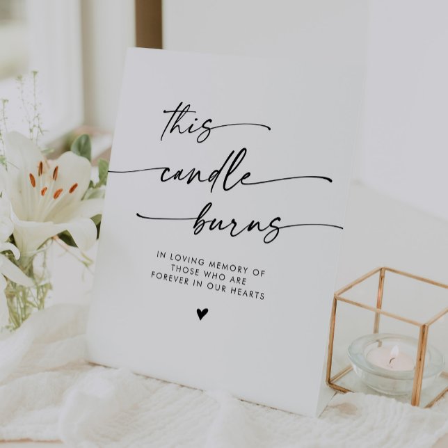 Boho Black and White This Candle Burns Memorial Pedestal Sign (Creator Uploaded)