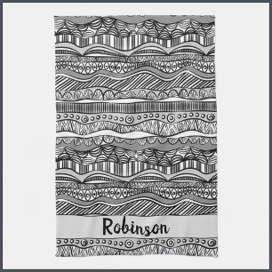 Boho Black and White Tribal Print Kitchen Towel
