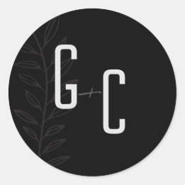 Boho Black and White Vintage Botanical Wedding Cla Classic Round Sticker