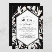 Boho Black Beige Botanical Bridal Shower Invitation (Front/Back)