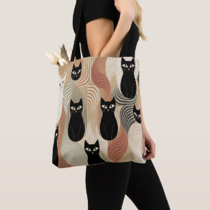Boho black Cat halloween Tote Bag