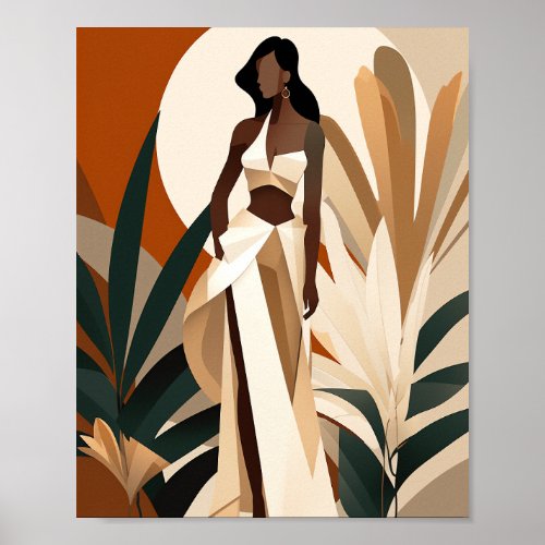 Boho Black Girl Boss Woman Faceless Wall Art Decor