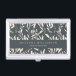 Boho Black Hand Drawn Floral Professional Custom  Business Card Case<br><div class="desc">Boho Modern Black Hand Drawn Floral Professional Custom Business Card Case</div>
