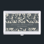 Boho Black Hand Drawn Floral Professional Custom  Business Card Case<br><div class="desc">Boho Modern Black Hand Drawn Floral Professional Custom Business Card Case</div>