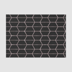 Boho Black Hexagon Rose Gold Geometric Glam Party Tissue Paper