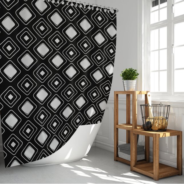 Boho Black Tribal Geometric Aztec Pattern Shower Curtain (Boho Black Tribal Geometric Aztec Pattern Shower Curtain)