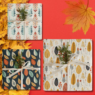 Boho Bliss Fall Leaves  Wrapping Paper Sheets
