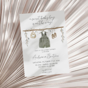 Boho Bliss Watercolor Clothes Boy Baby Shower Invitation