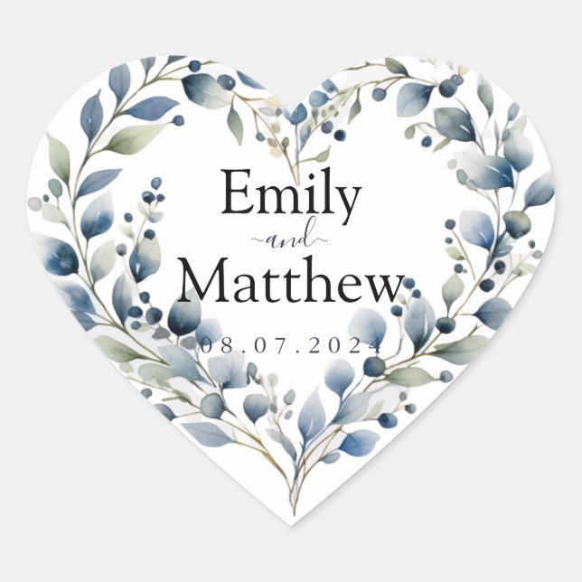 Boho Bliss Wedding Heart Sticker (Front)