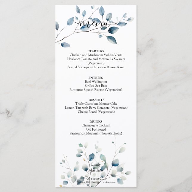 Boho Bliss Wedding Menu (Front)
