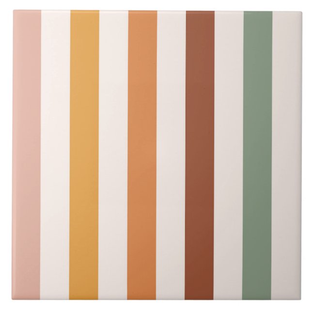 Boho Blocks Floral  Ceramic Tile (Front)