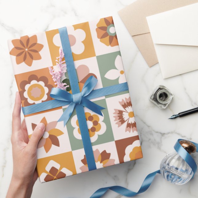 Boho Blocks Floral  Wrapping Paper (Gifting)