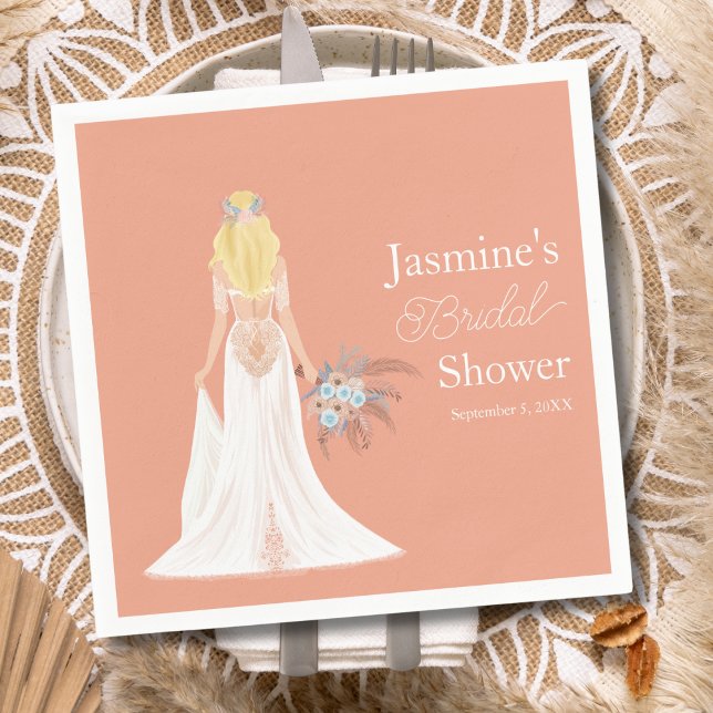  Boho Blonde Bride With Flowers Napkins (Creator Uploaded)