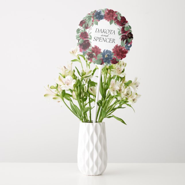 Boho Bloom | Burgundy and Navy Blue Wreath Custom Balloon (Vase)