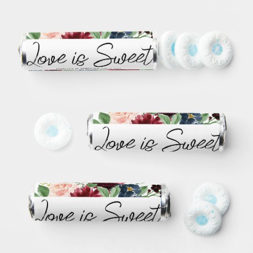 Boho Bloom  Burgundy Navy and Red Love is Sweet Breath Savers Mints