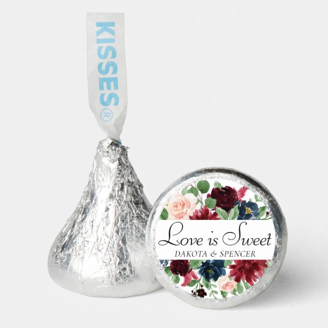 Boho Bloom | Burgundy Navy and Red Love is Sweet Hershey®'s Kisses® (Front)
