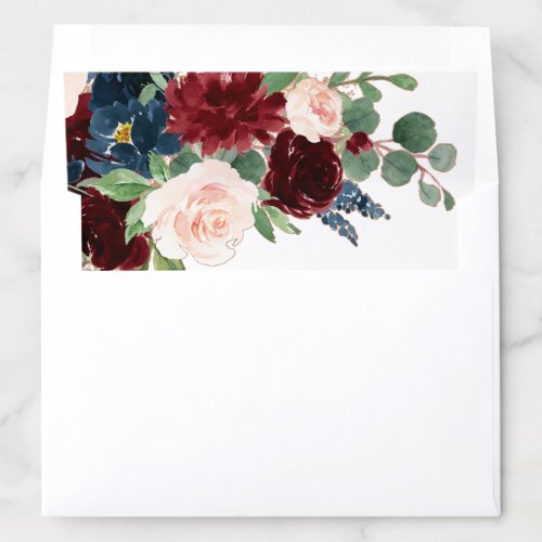 Boho Bloom  Burgundy Red and Navy Blue Bouquet Envelope Liner