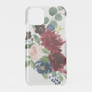 Boho Bloom   Burgundy Red and Navy Blue Bouquet iPhone 11 Pro Case