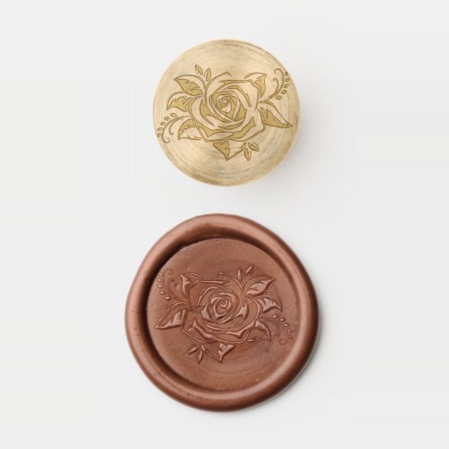 Boho Bloom  Burgundy Red and Navy Blue Rose Wax Seal Stamp