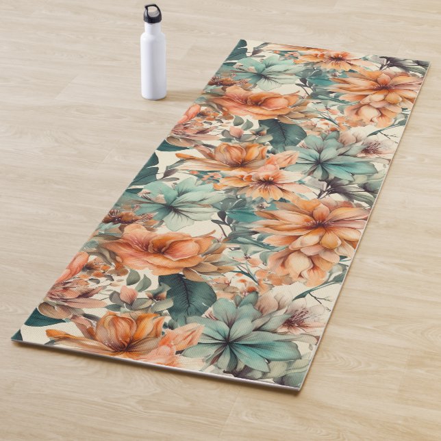 Boho Bloom: Colorful Floral Oasis Yoga Mat (In Situ)