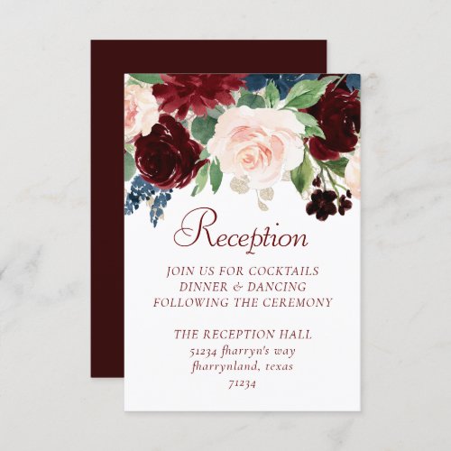 Boho Bloom  Elegant Marsala Red Floral Gold Frame Enclosure Card