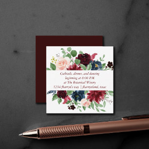 Boho Bloom Elegant Marsala Red Garland Reception Enclosure Card