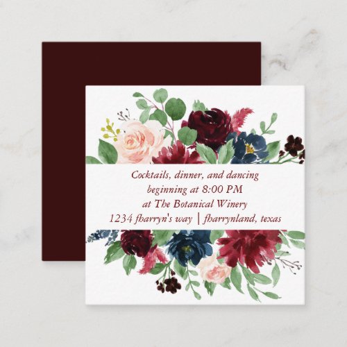 Boho Bloom  Elegant Marsala Red Garland Reception Enclosure Card