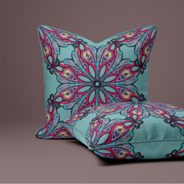 Boho Bloom in Sage Green Throw Pillow (Creator Uploaded)