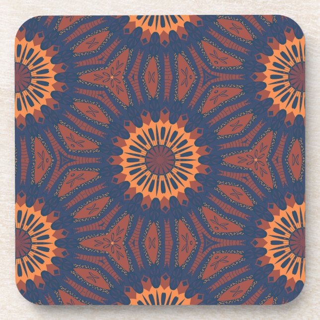 Boho Bloom Mandala Pattern Beverage Coaster (Front)