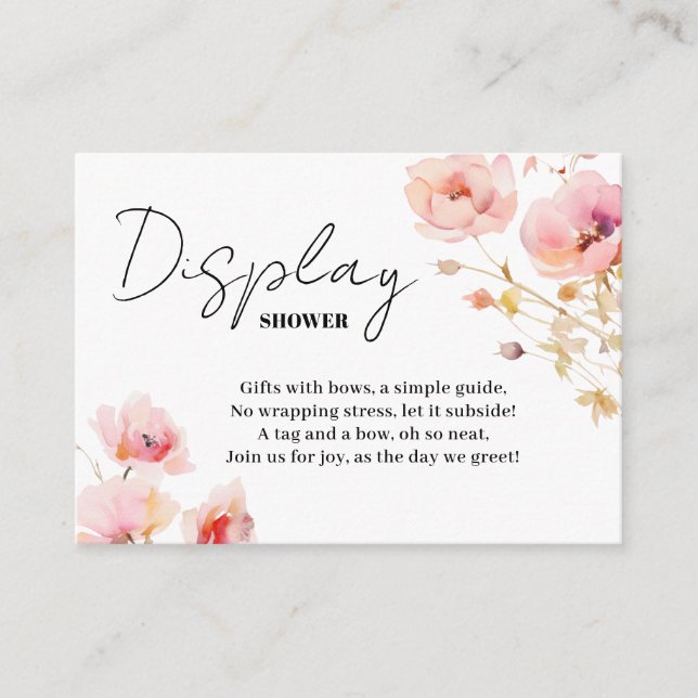 Boho Bloom Pink Blush Floral Display Shower Enclosure Card (Front)
