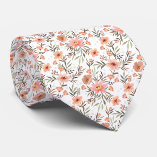 Boho Bloom Pink Floral Neck Tie