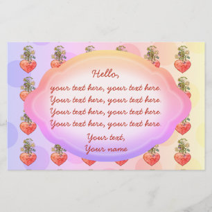 Boho blooming heart colorful custom  stationery