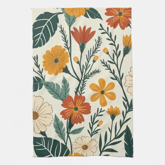Boho Blooming Kitchen Towel (Vertical)