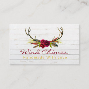 Boho Blooms Antlers Handmade Wind Chime Business Card