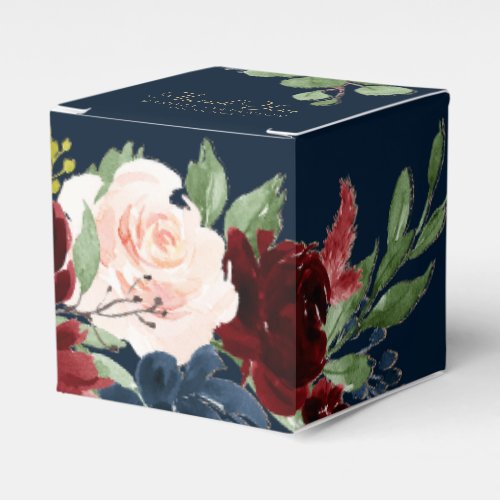 Boho Blooms  Dark Rustic Navy and Red Thank You Favor Boxes