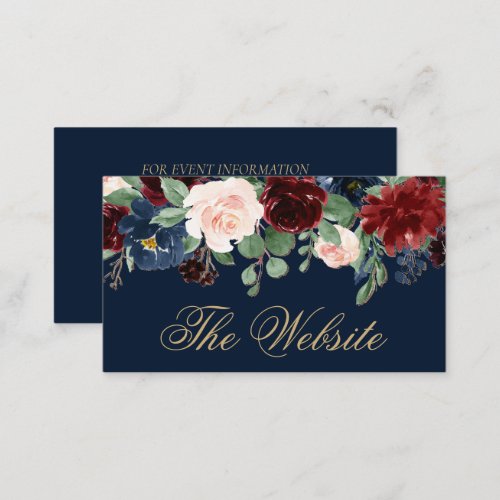 Boho Blooms  Dark Rustic Navy and Red Website Enclosure Card