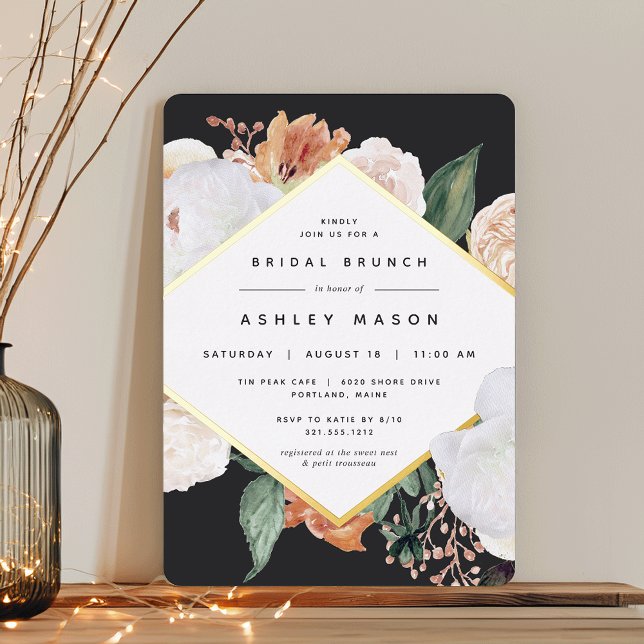Boho Blooms Floral Bridal Shower Brunch Foil Invitation (Creator Uploaded)