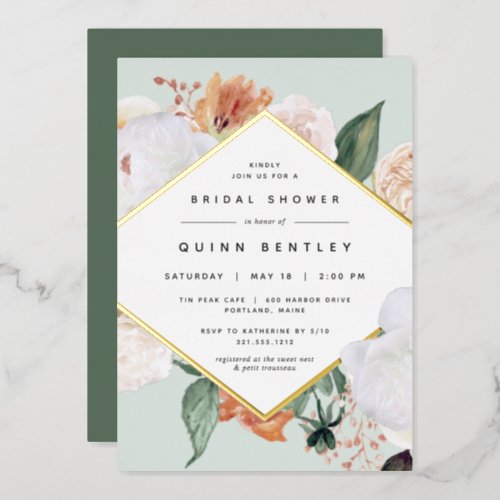 Boho Blooms Floral Bridal Shower Foil Invitation