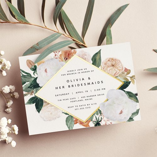 Boho Blooms Floral Bridesmaids Luncheon or Brunch Foil Invitation