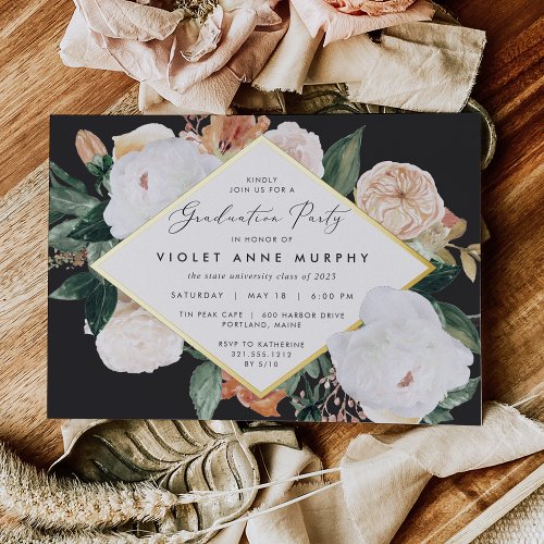 Boho Blooms Foil Graduation Party Invitation Foil Invitation