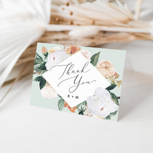 Boho Blooms Geometric Floral Thank You Card