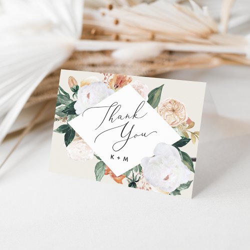 Boho Blooms Geometric Floral Thank You Card