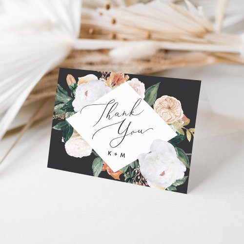 Boho Blooms Geometric Floral Thank You Card