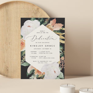 Boho Blooms   Modern Floral Baby Dedication Invitation