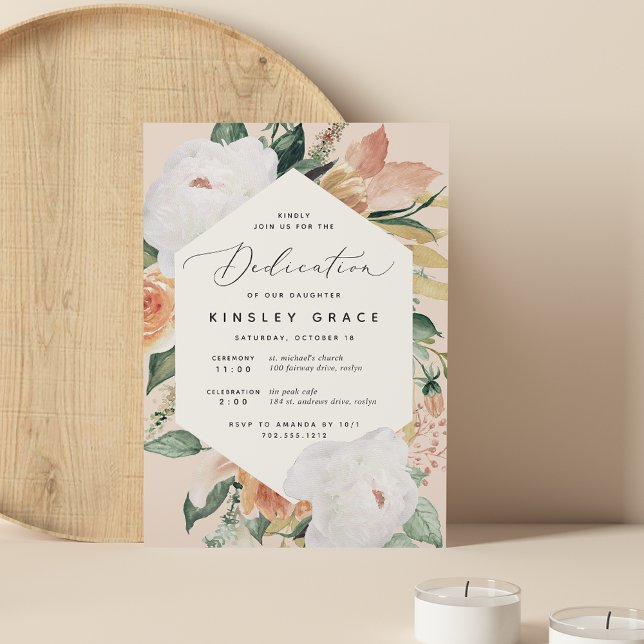 Boho Blooms | Modern Floral Baby Dedication Invitation (Creator Uploaded)